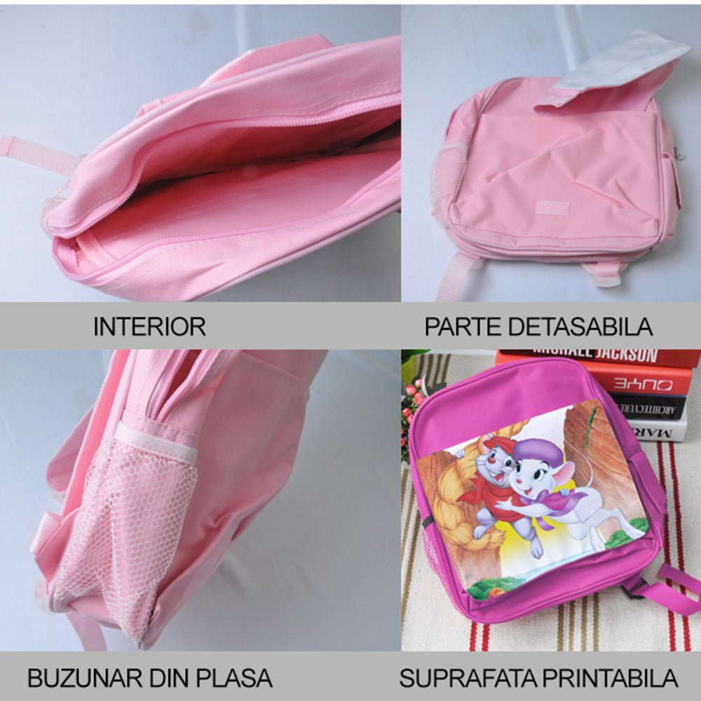 Ghiozdan copii sublimabil roz R13 - Green Print