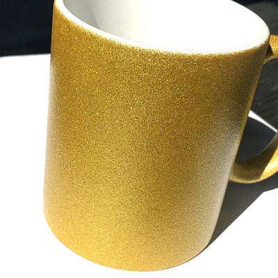 Cana GLITTER aurie sublimabila + cutie individuala A6620 - Green Print