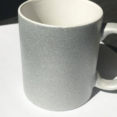 Cana GLITTER argintie sublimabila + cutie individuala A6622 - Green Print