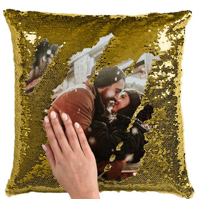 Husa perna cu paiete sublimabila aurie 40x40 THG21 - Green Print