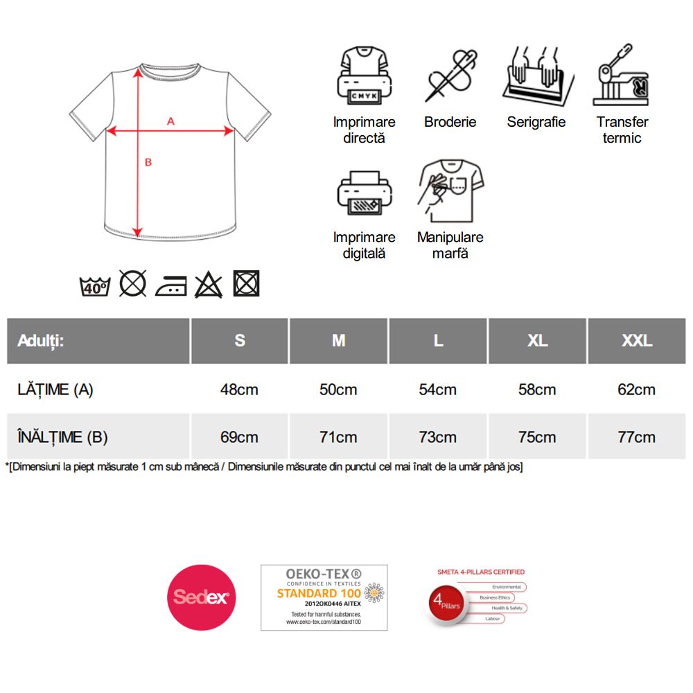 Tricou bumbac albastru inchis Roly ATOMIC 150 CA64240155 - Green Print