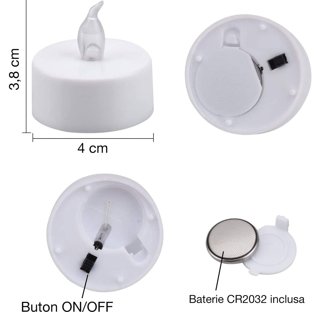 Set 24 lumanarele LED flameless