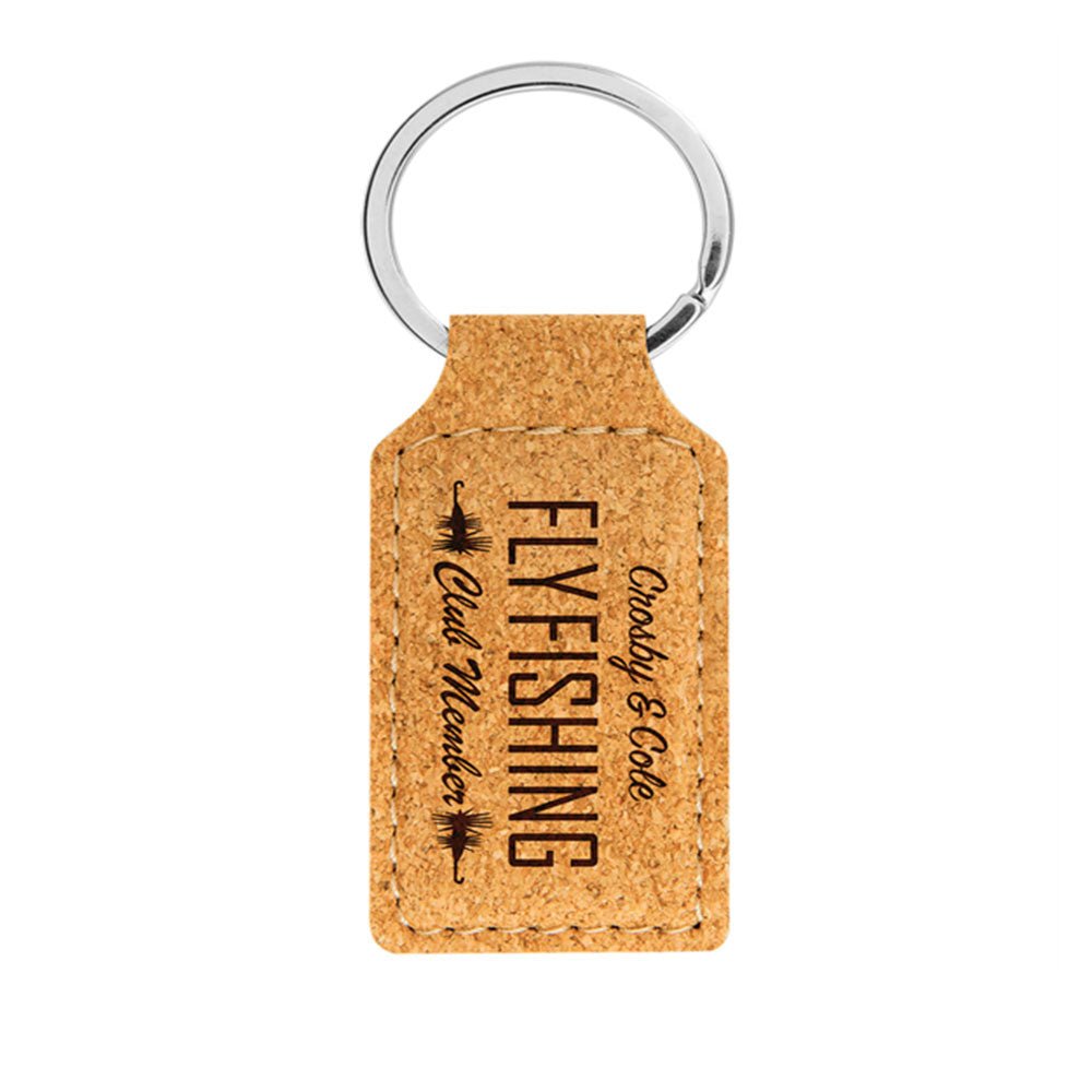 Breloc din pluta naturala dreptunghi KO4053S1981 - Green Print