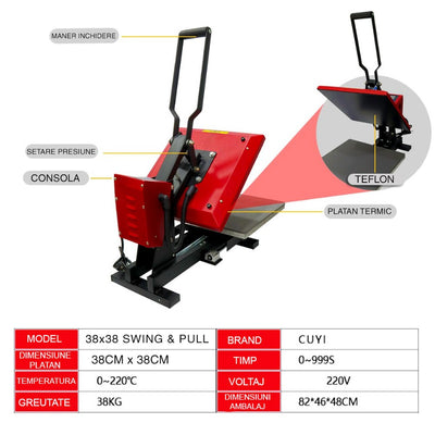 CuYi 38x38 heat press with drawer