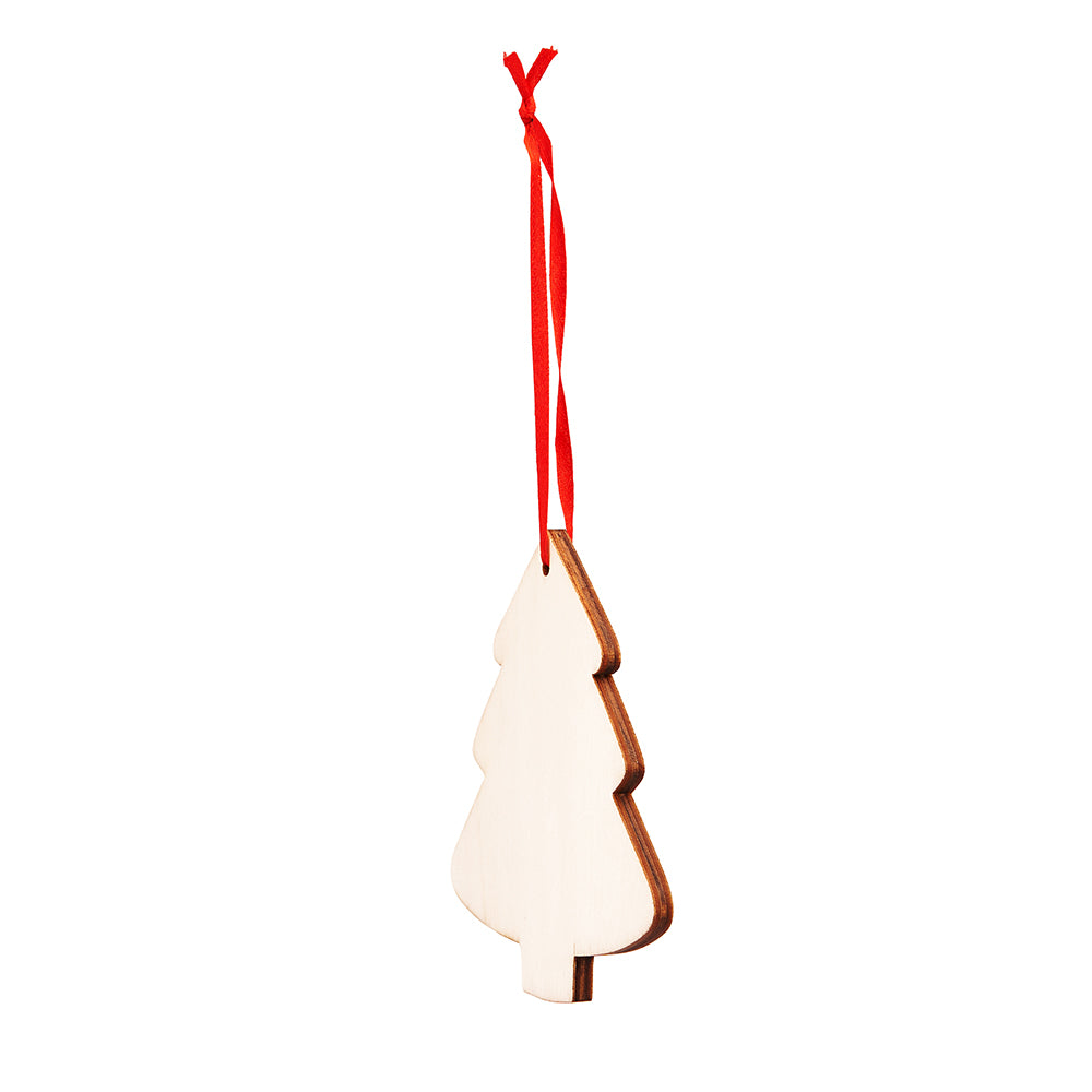Ornament brad din lemn - snur rosu