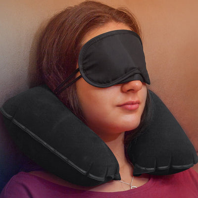 Perna calatorii gonflabila neagra TRAVEL TA8201S102 - Green Print