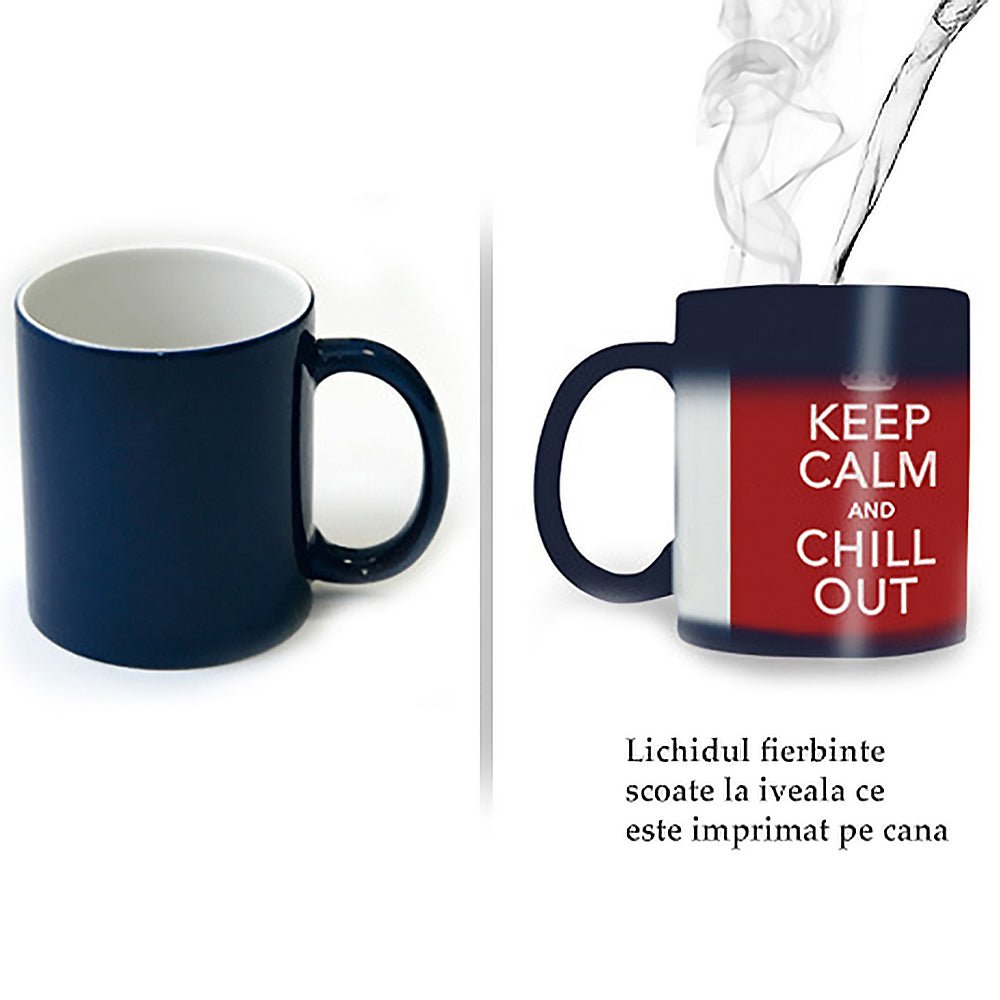 Cana termosensibila albastra mata + cutie individuala T31-16 - Green Print