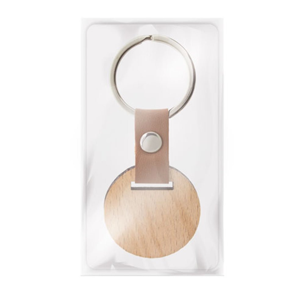 Breloc pandantiv din lemn rotund B54638 - Green Print