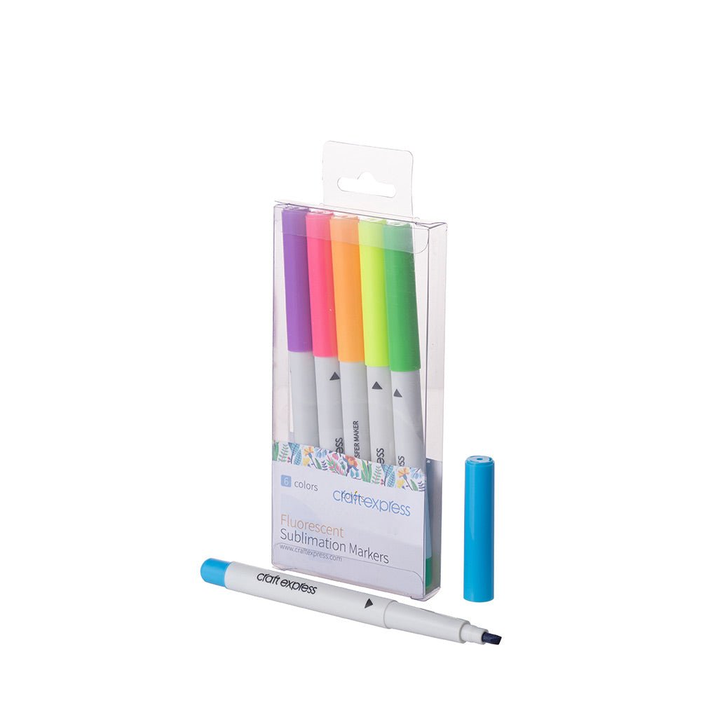 Set 6 markere cu vopsea de sublimare fosforescenta Craft Express CETP6-FC - Green Print