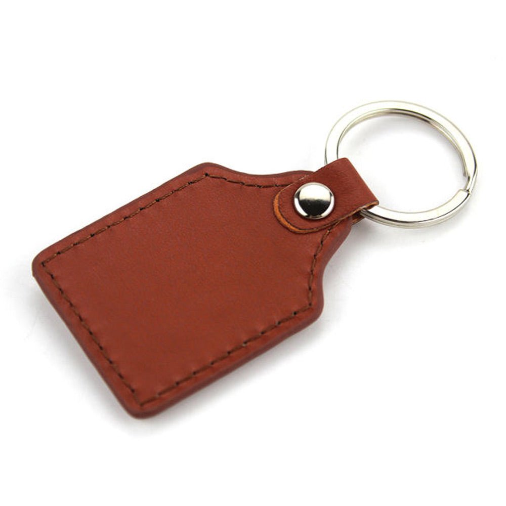 Breloc piele cu pandantiv metalic sublimabil - dreptunghi YAG01-BR - Green Print