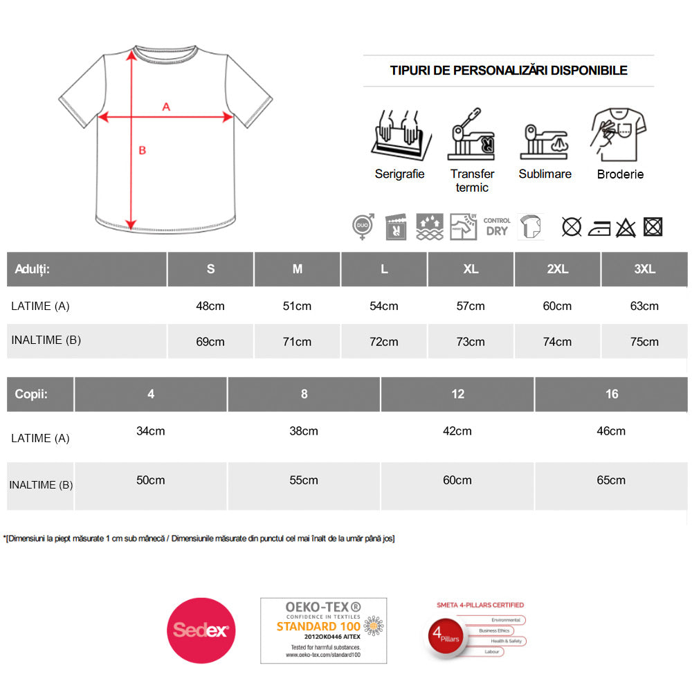 Tricou de sport sublimabil alb Roly BAHRAIN