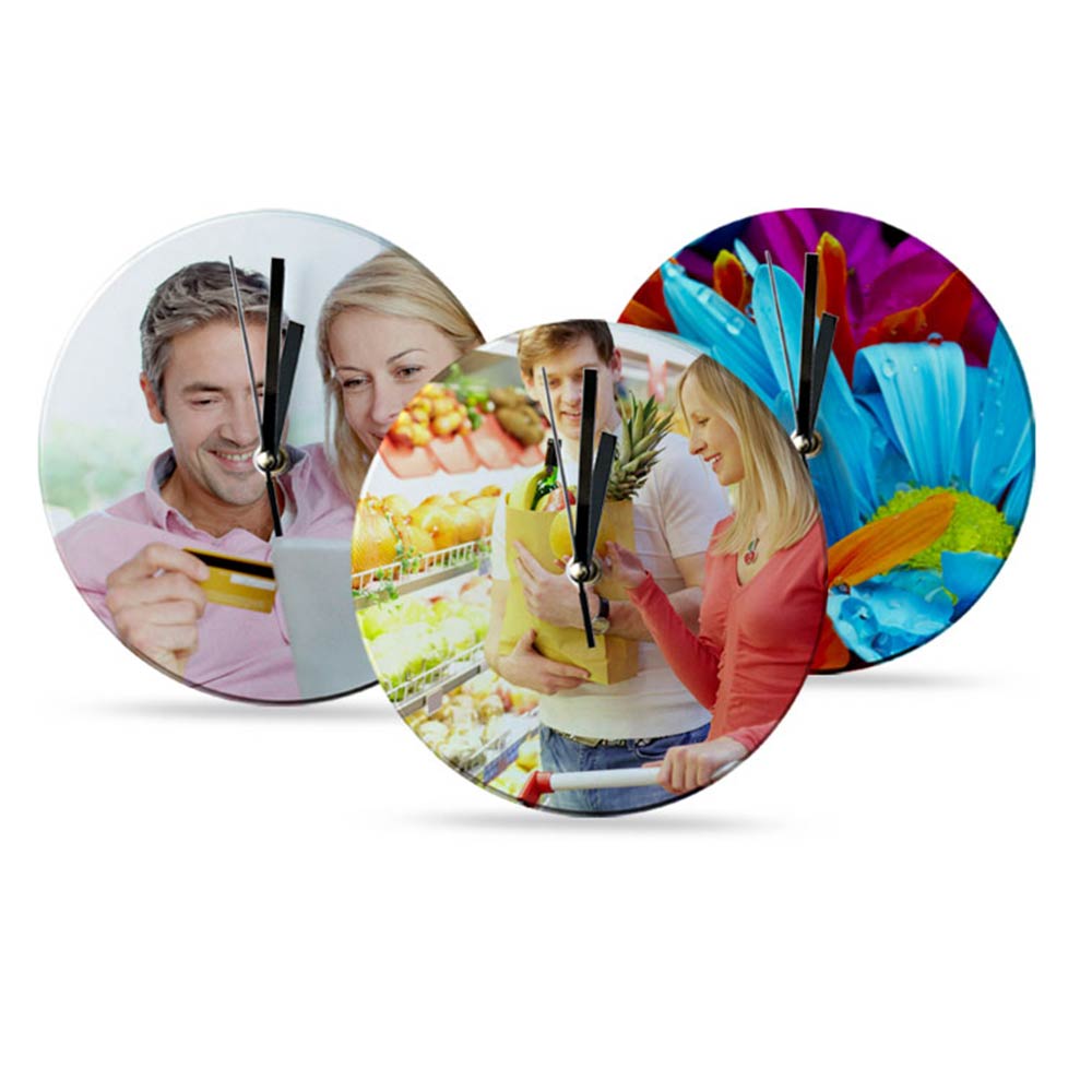 Ceas sticla sublimare rotund 18cm CSr18 - Green Print