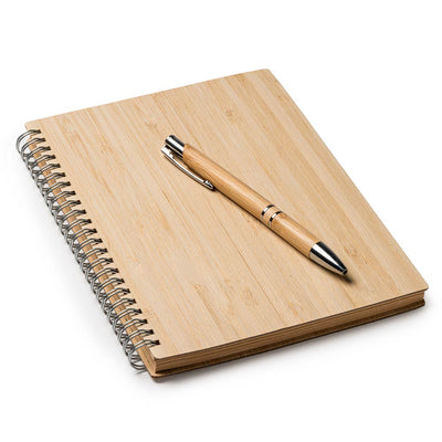 Set premium caiet si pix din bambus NB8082TA29 - Green Print