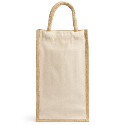 Sacosa dubla din iuta pentru sticle de vin BO7613S129 - Green Print