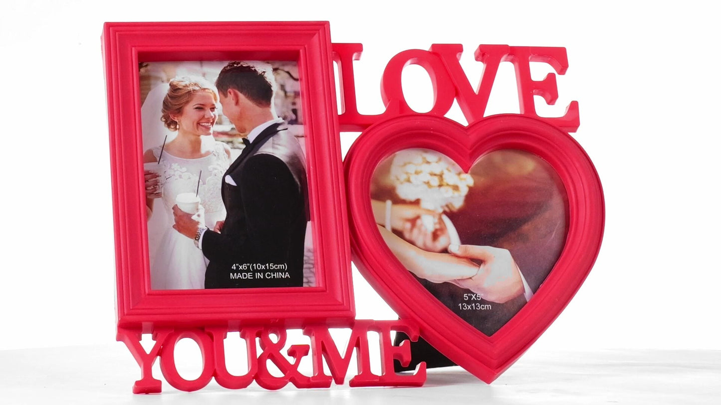 Piros LOVE YOU&ME kollázs képkeret 2 képhez