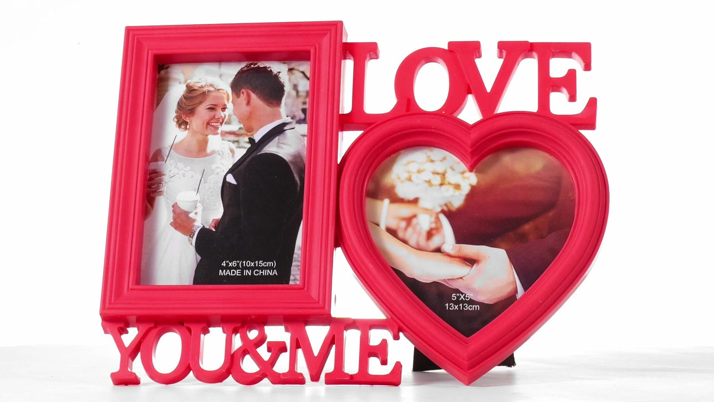 Piros LOVE YOU&ME kollázs képkeret 2 képhez