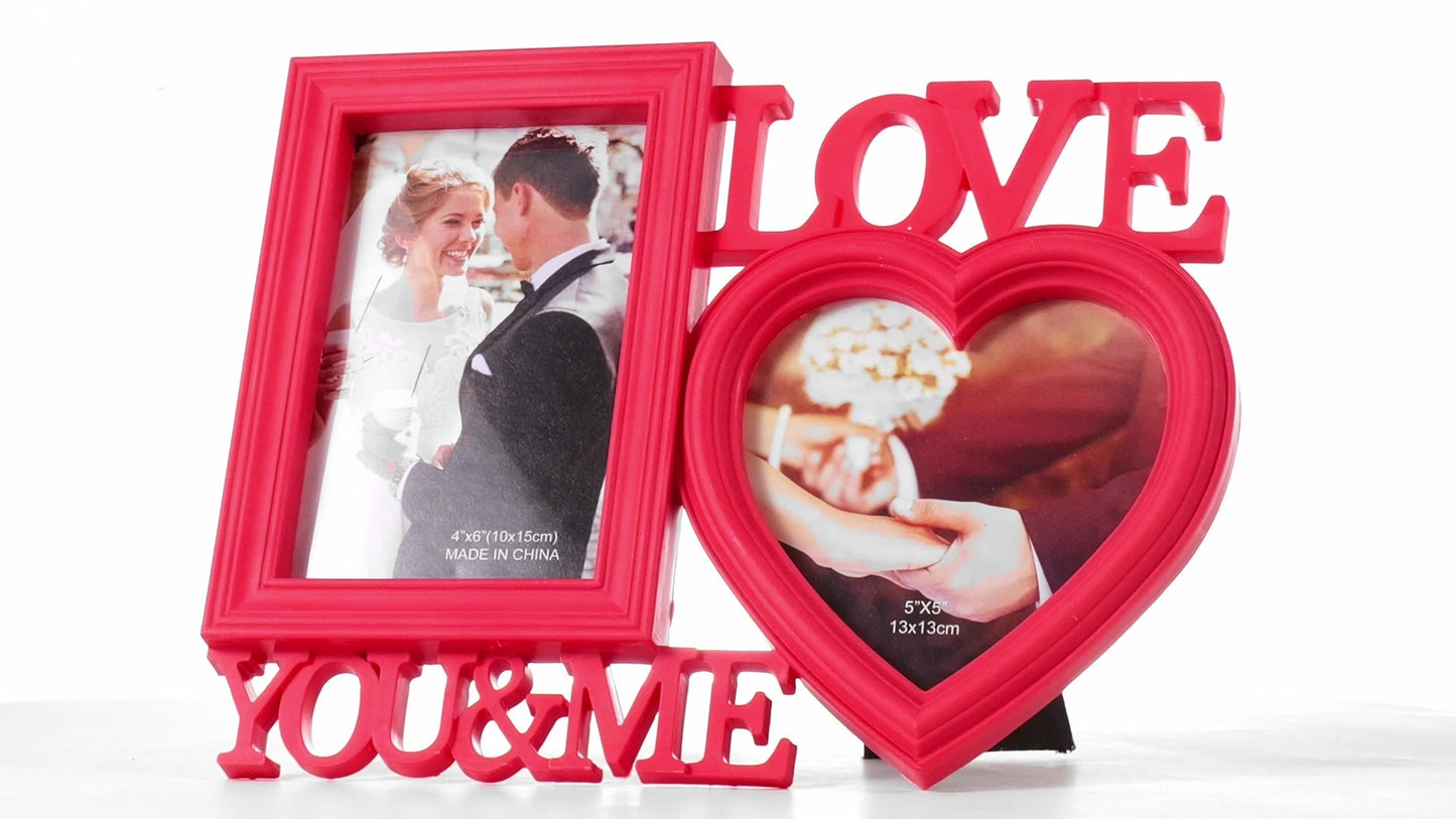 Piros LOVE YOU&ME kollázs képkeret 2 képhez
