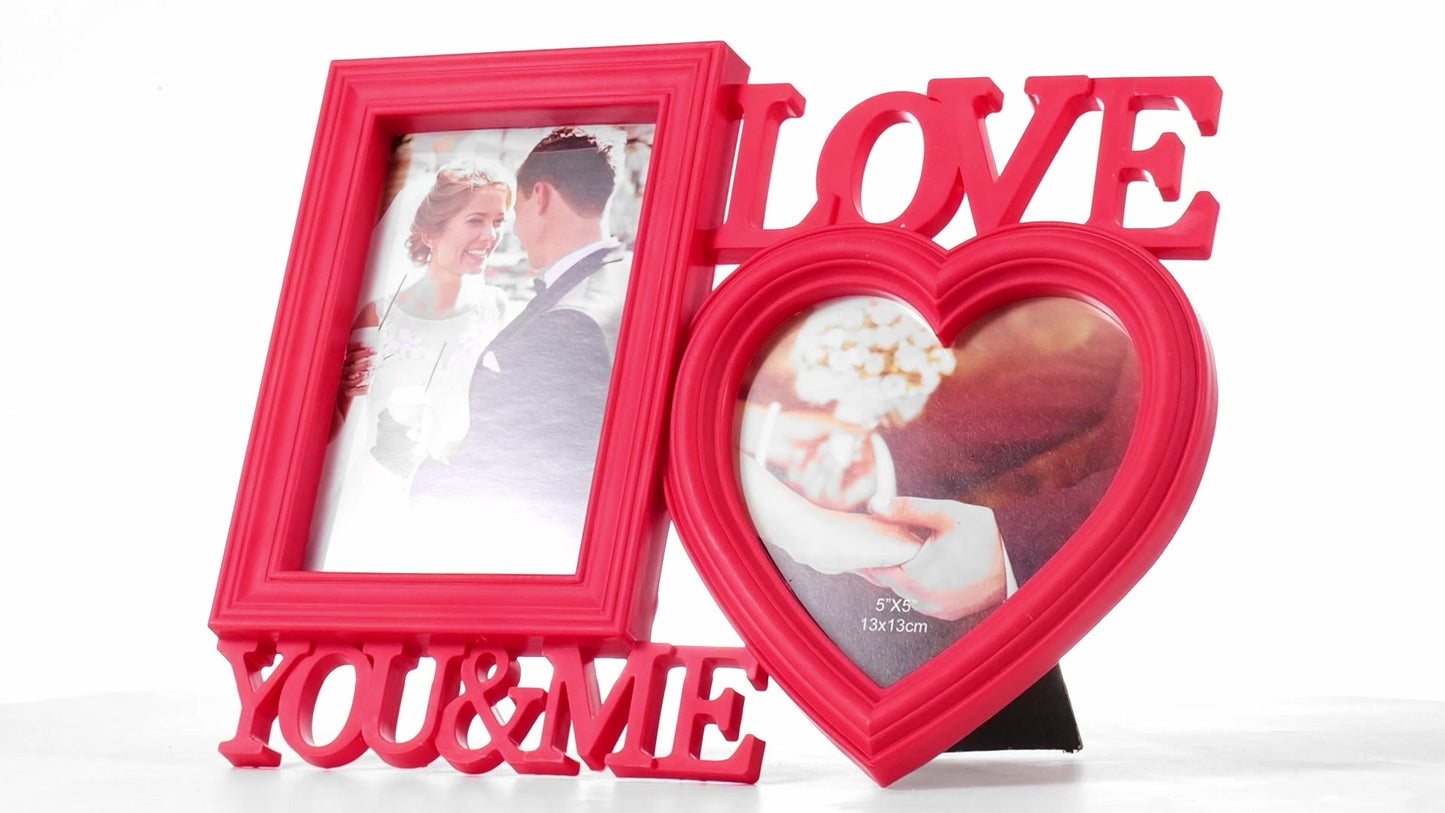 Piros LOVE YOU&ME kollázs képkeret 2 képhez