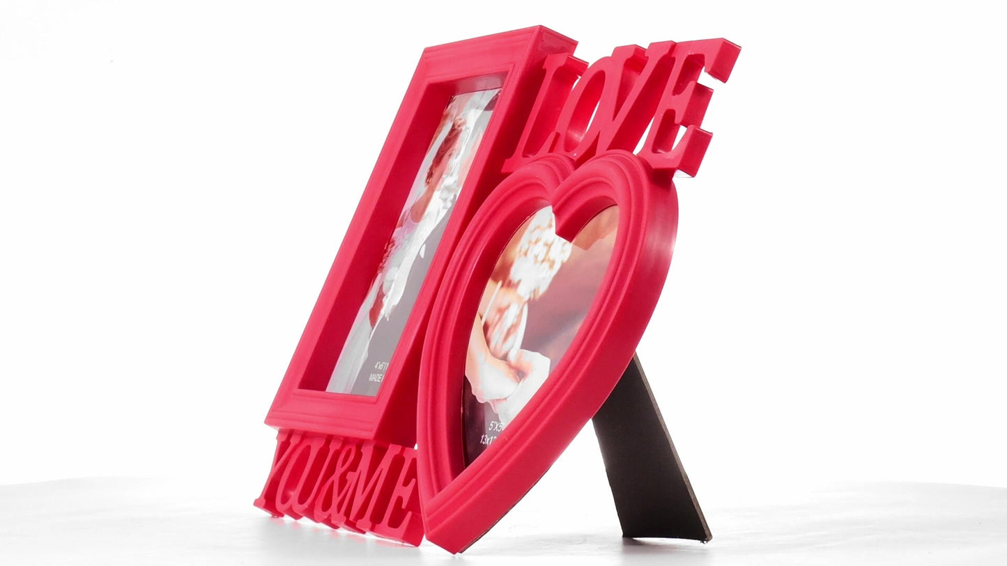 Piros LOVE YOU&ME kollázs képkeret 2 képhez