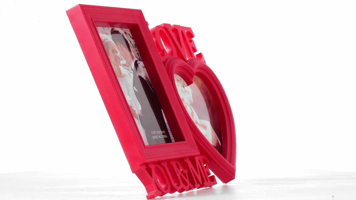 Piros LOVE YOU&ME kollázs képkeret 2 képhez