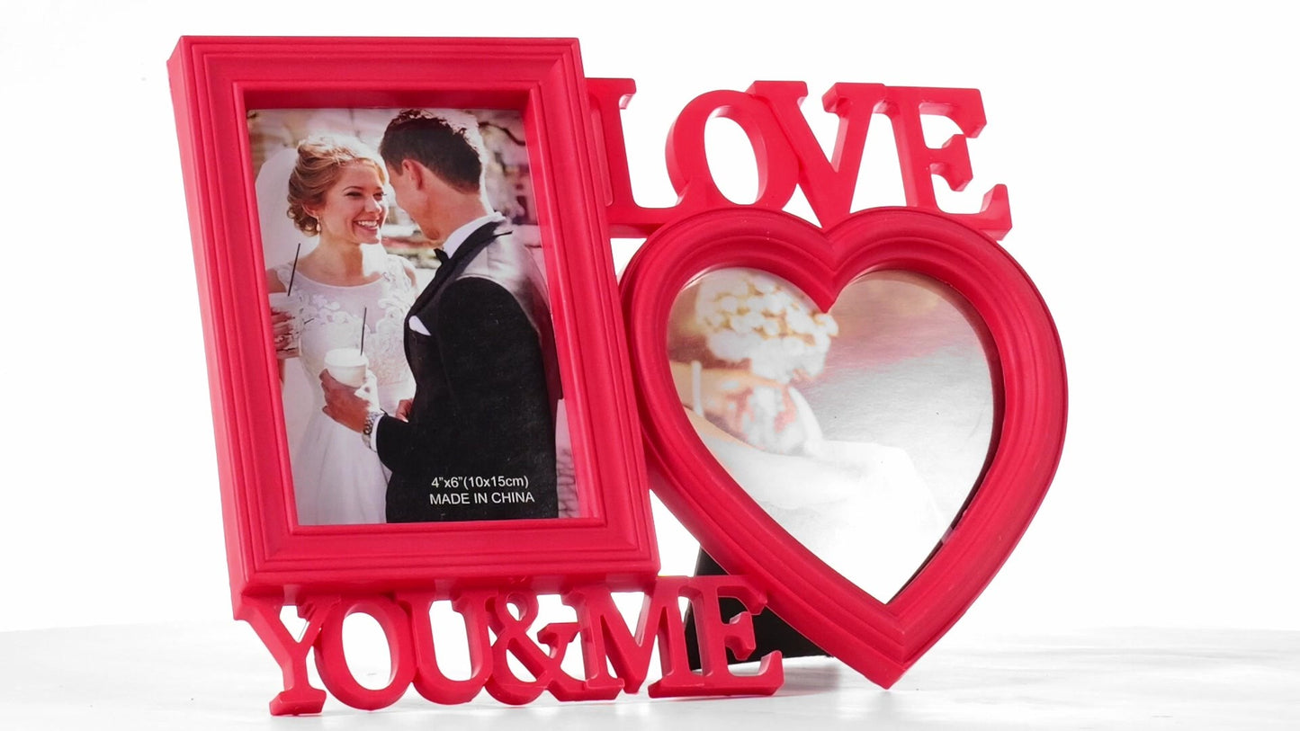 Piros LOVE YOU&ME kollázs képkeret 2 képhez