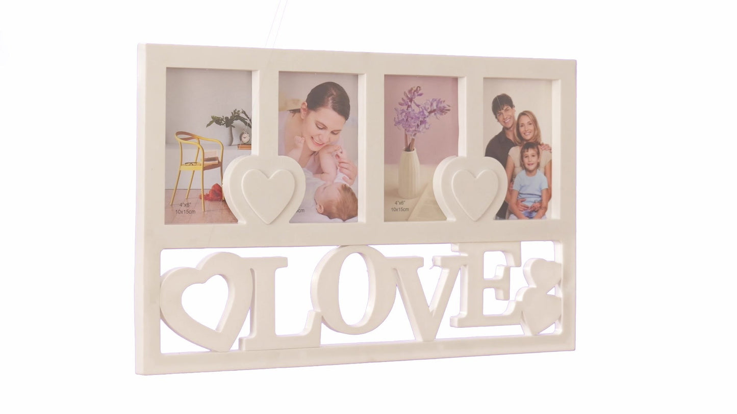 LOVE szívek kollázs képkeret 4 fotóhoz