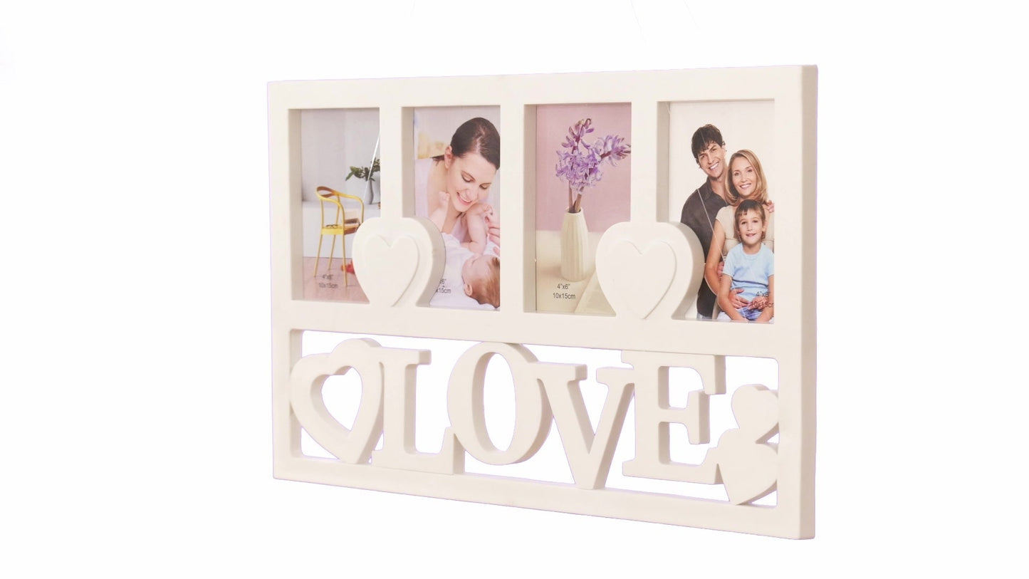 LOVE szívek kollázs képkeret 4 fotóhoz