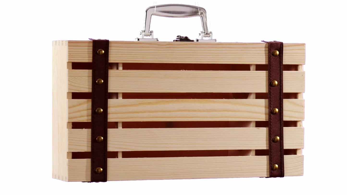 Cutie lemn tip cufar pentru 2 sticle de vin