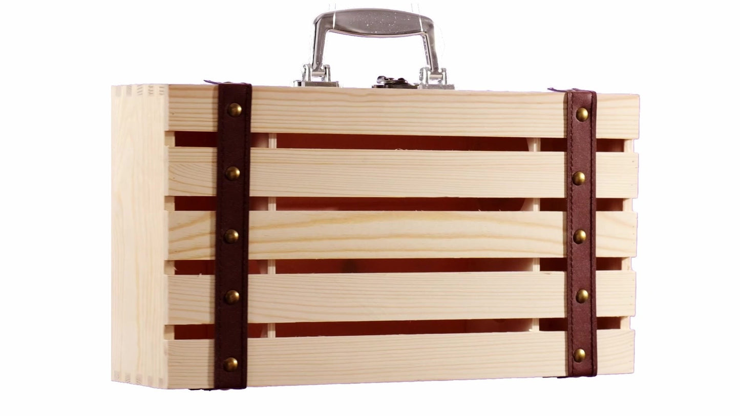 Cutie lemn tip cufar pentru 2 sticle de vin