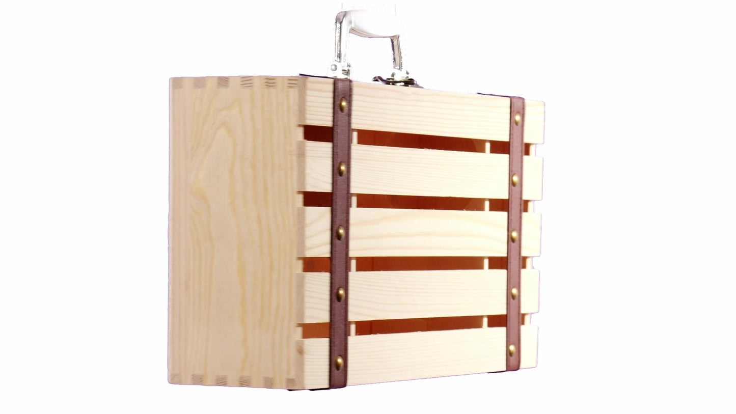 Cutie lemn tip cufar pentru 2 sticle de vin