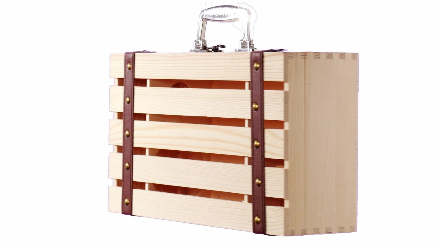 Cutie lemn tip cufar pentru 2 sticle de vin