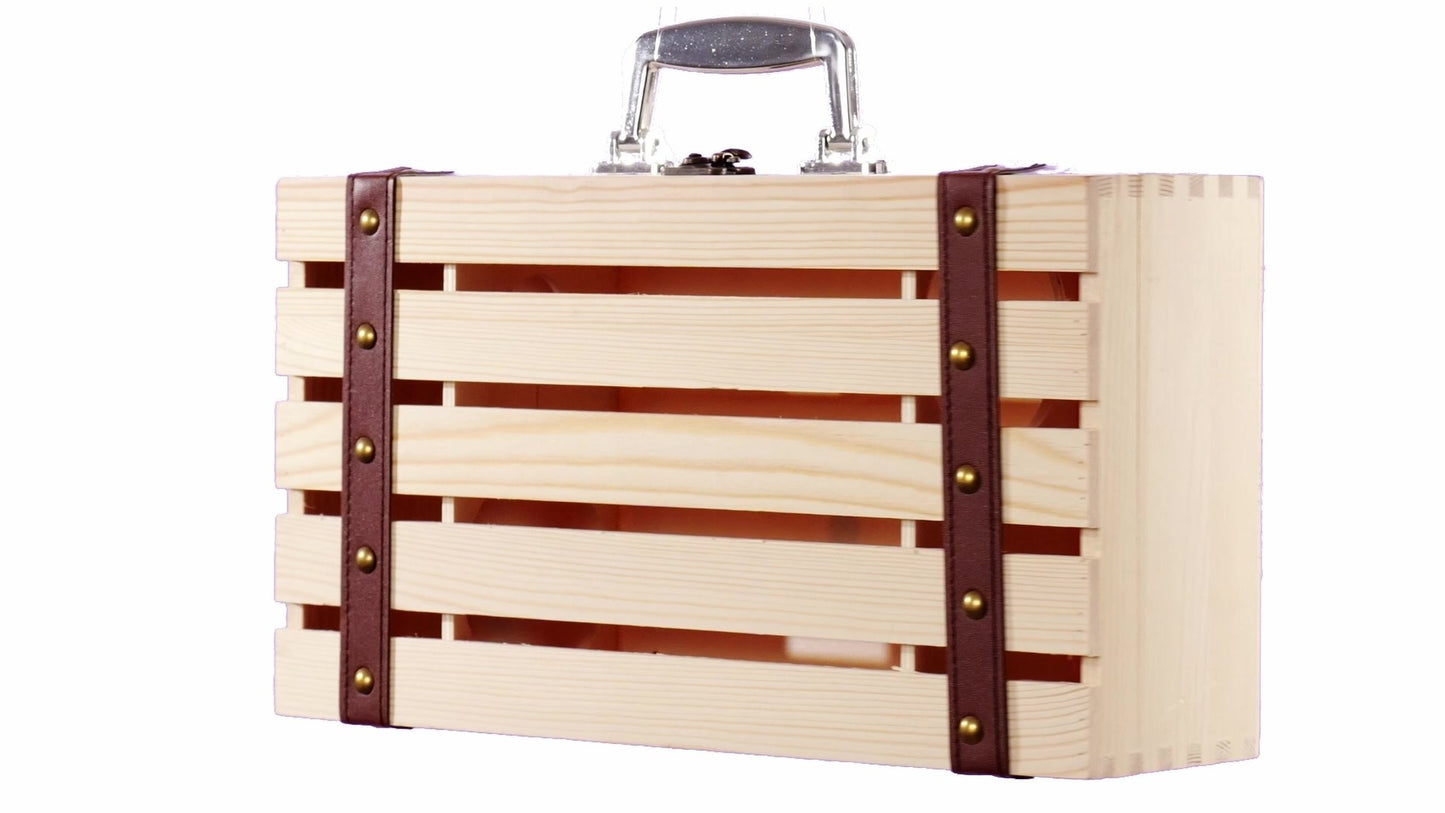 Cutie lemn tip cufar pentru 2 sticle de vin