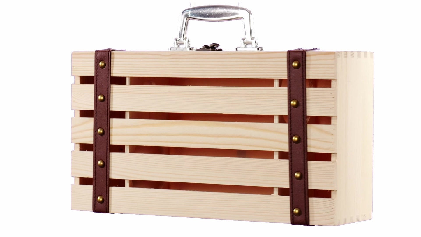 Cutie lemn tip cufar pentru 2 sticle de vin