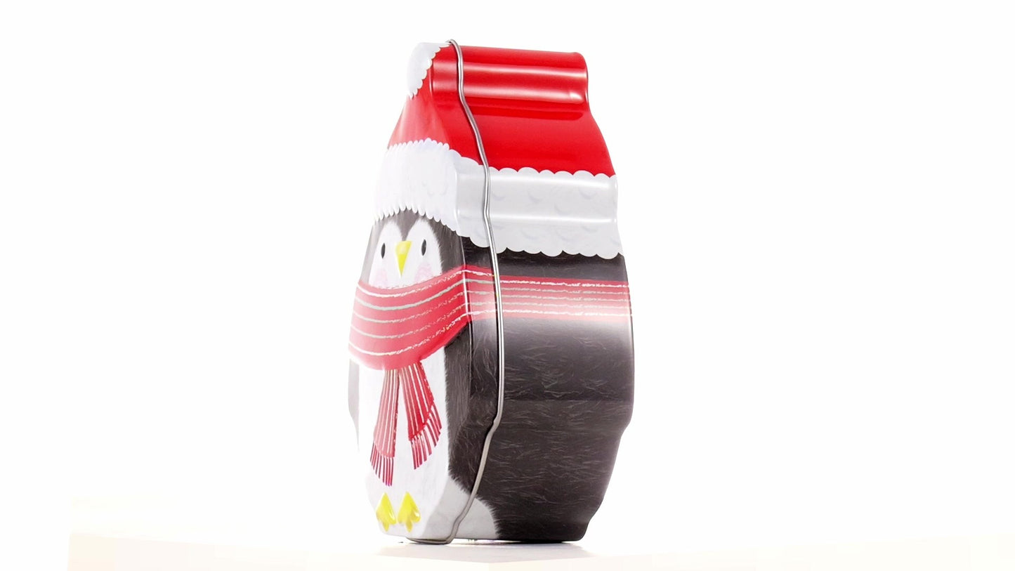 Cutie metalica cu forma pinguin