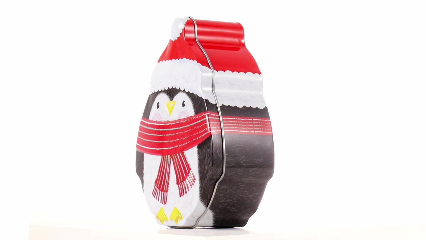 Cutie metalica cu forma pinguin