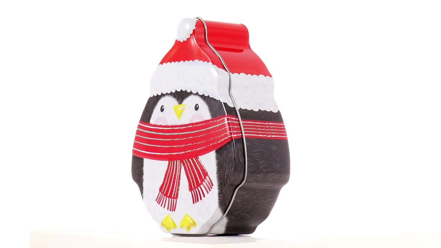 Cutie metalica cu forma pinguin