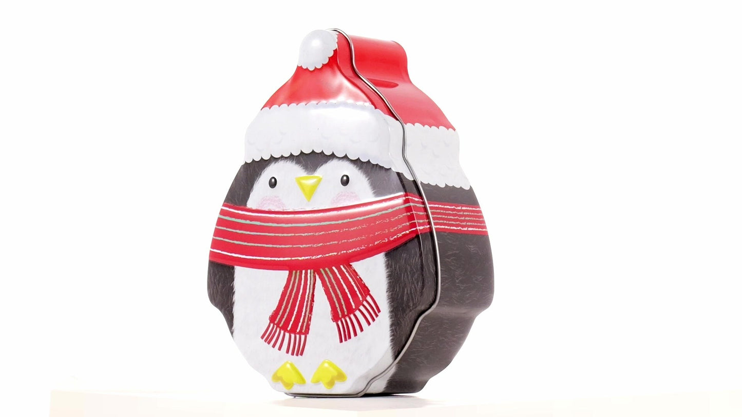 Cutie metalica cu forma pinguin