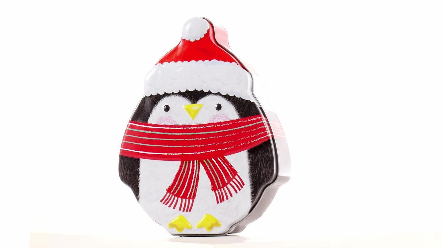 Cutie metalica cu forma pinguin