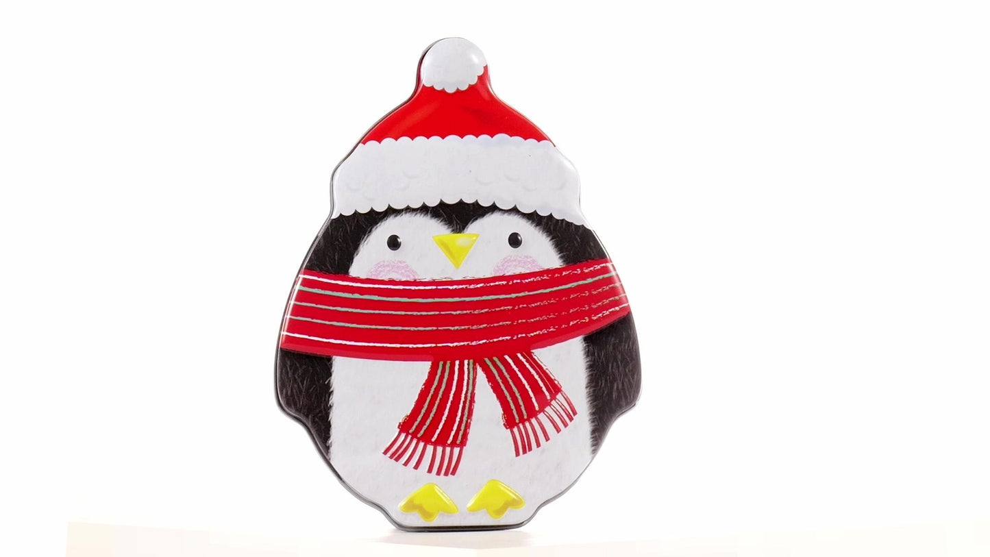 Cutie metalica cu forma pinguin