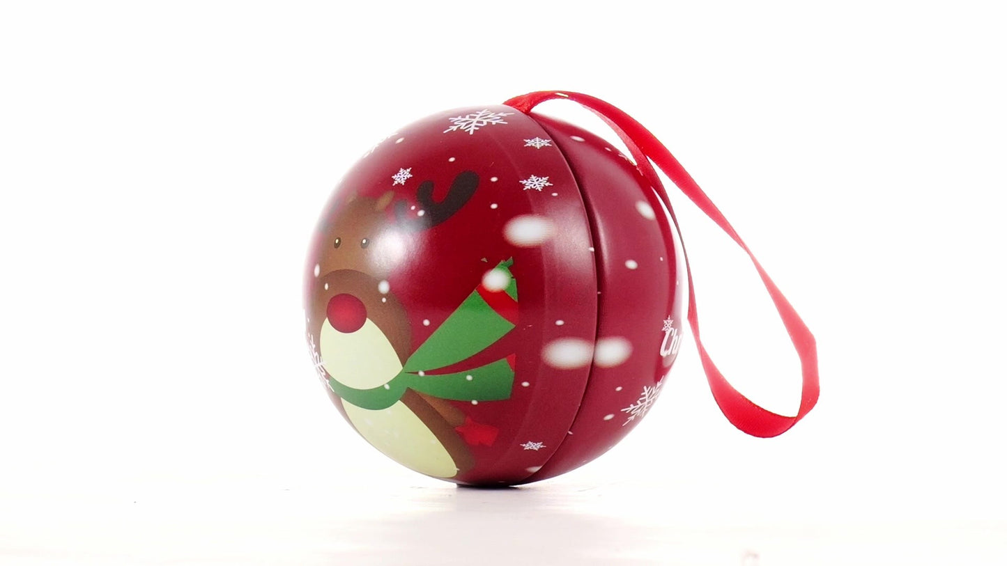 Glob de brad metalic rosu cu model ren Ø7 cm