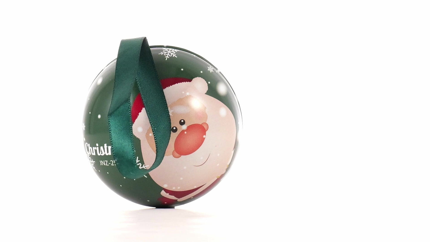 Green metal Christmas tree ornament with Santa Claus pattern Ø7 cm