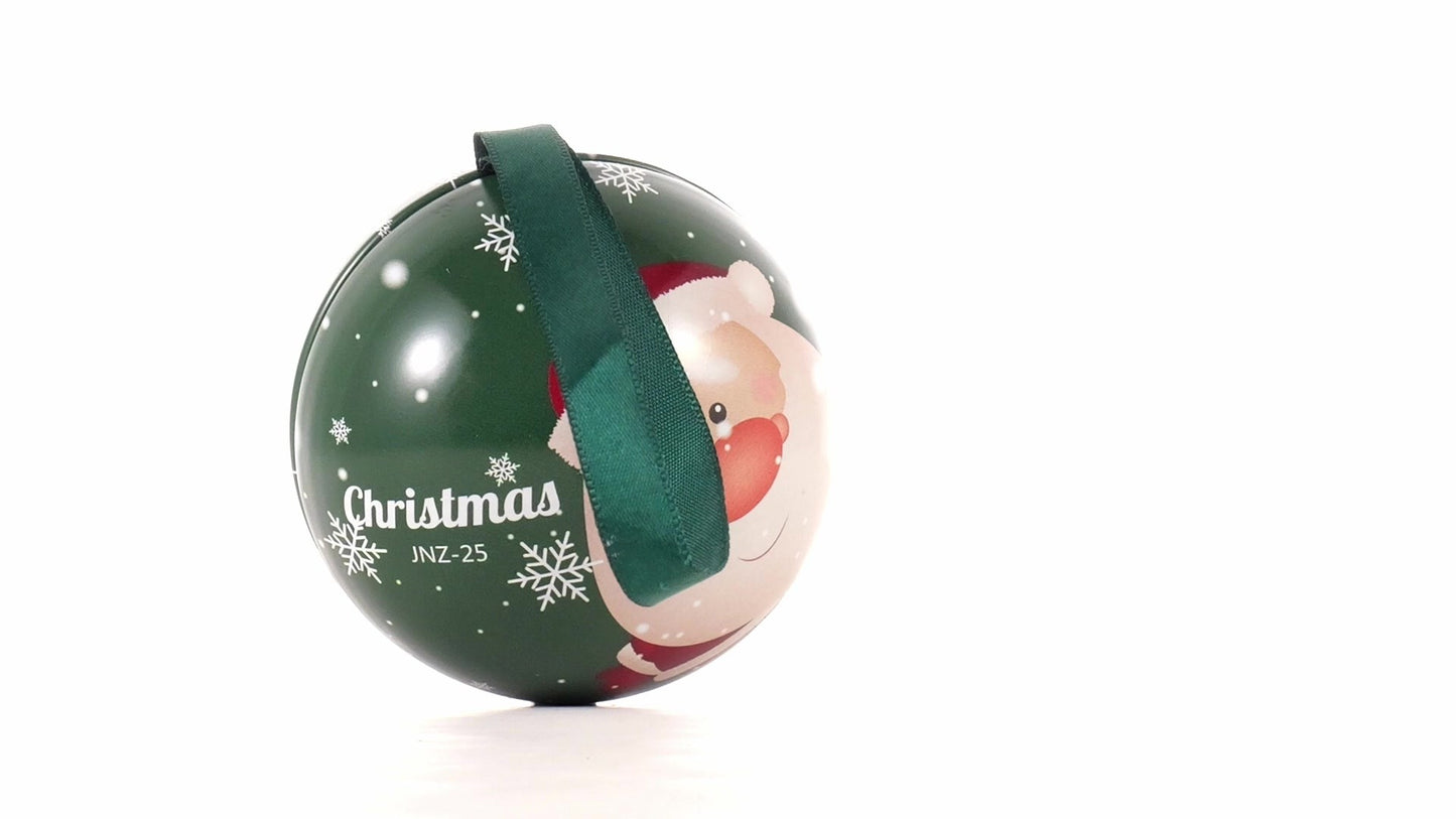 Green metal Christmas tree ornament with Santa Claus pattern Ø7 cm