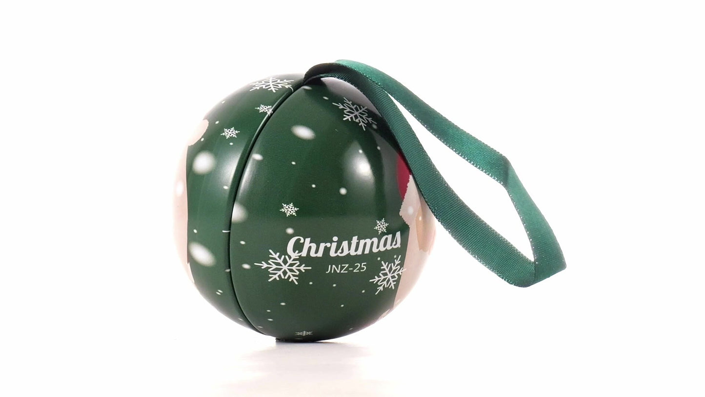 Green metal Christmas tree ornament with Santa Claus pattern Ø7 cm