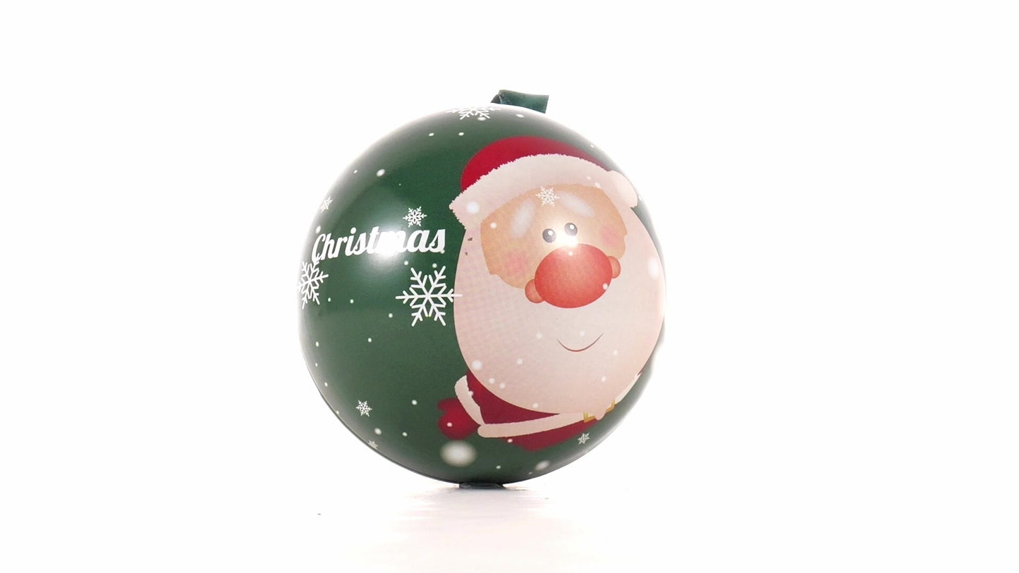 Green metal Christmas tree ornament with Santa Claus pattern Ø7 cm