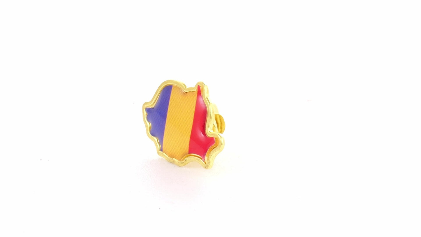 Pin metalic auriu tricolor ROMANIA