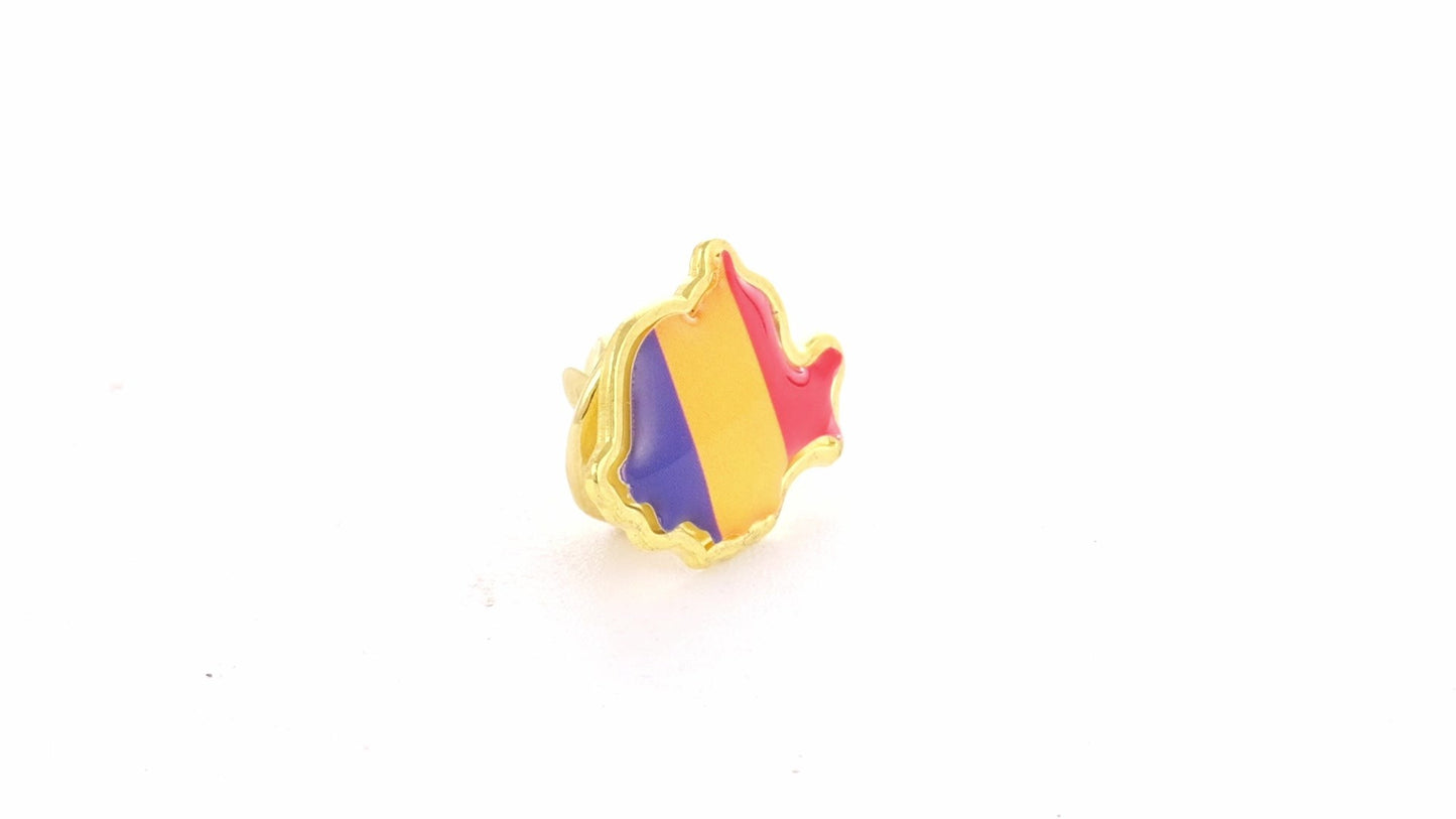 Pin metalic auriu tricolor ROMANIA