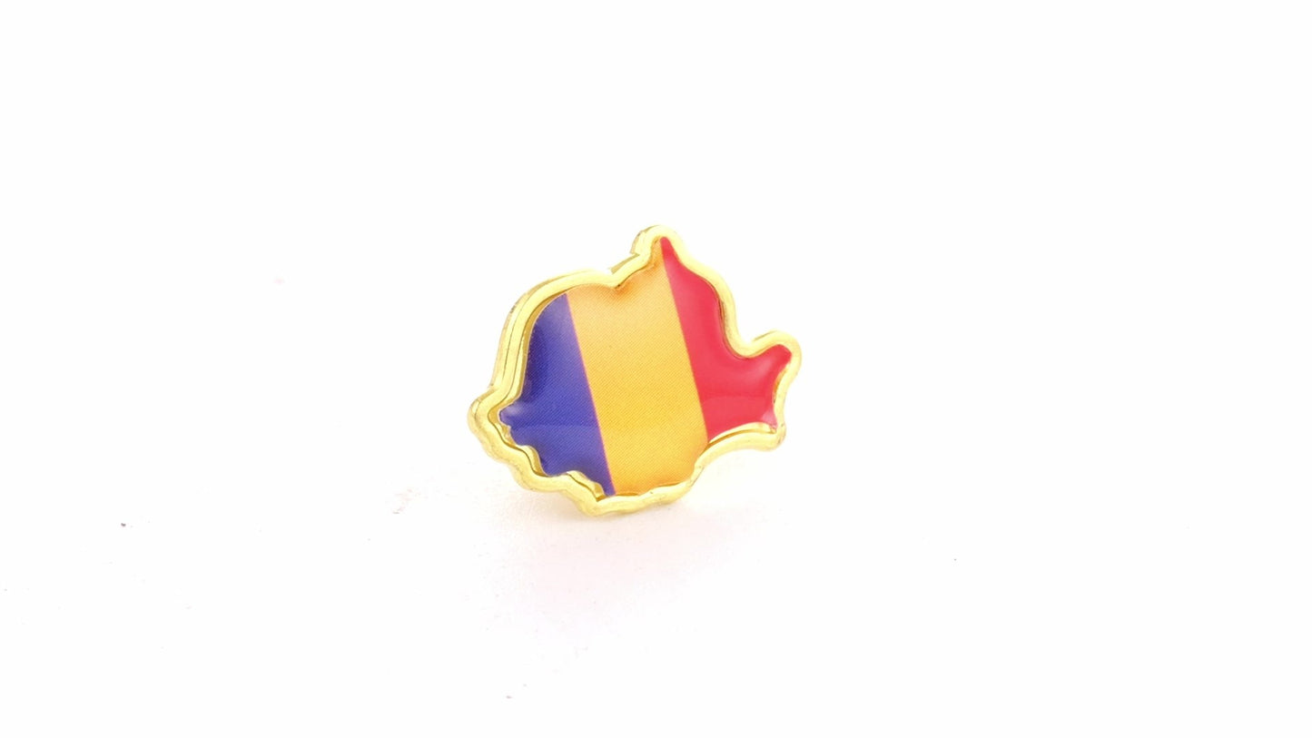 Pin metalic auriu tricolor ROMANIA