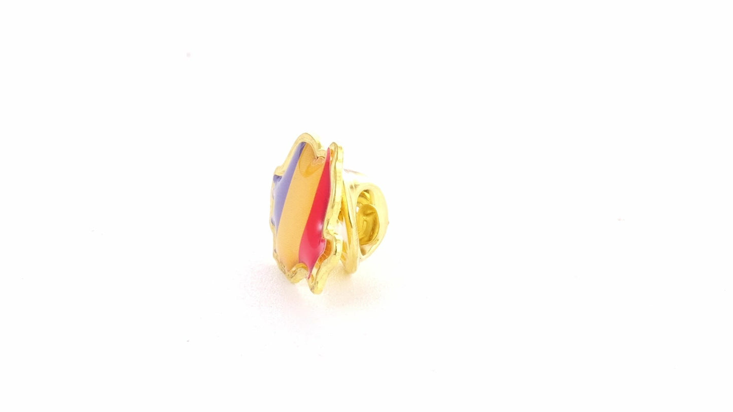 Pin metalic auriu tricolor ROMANIA