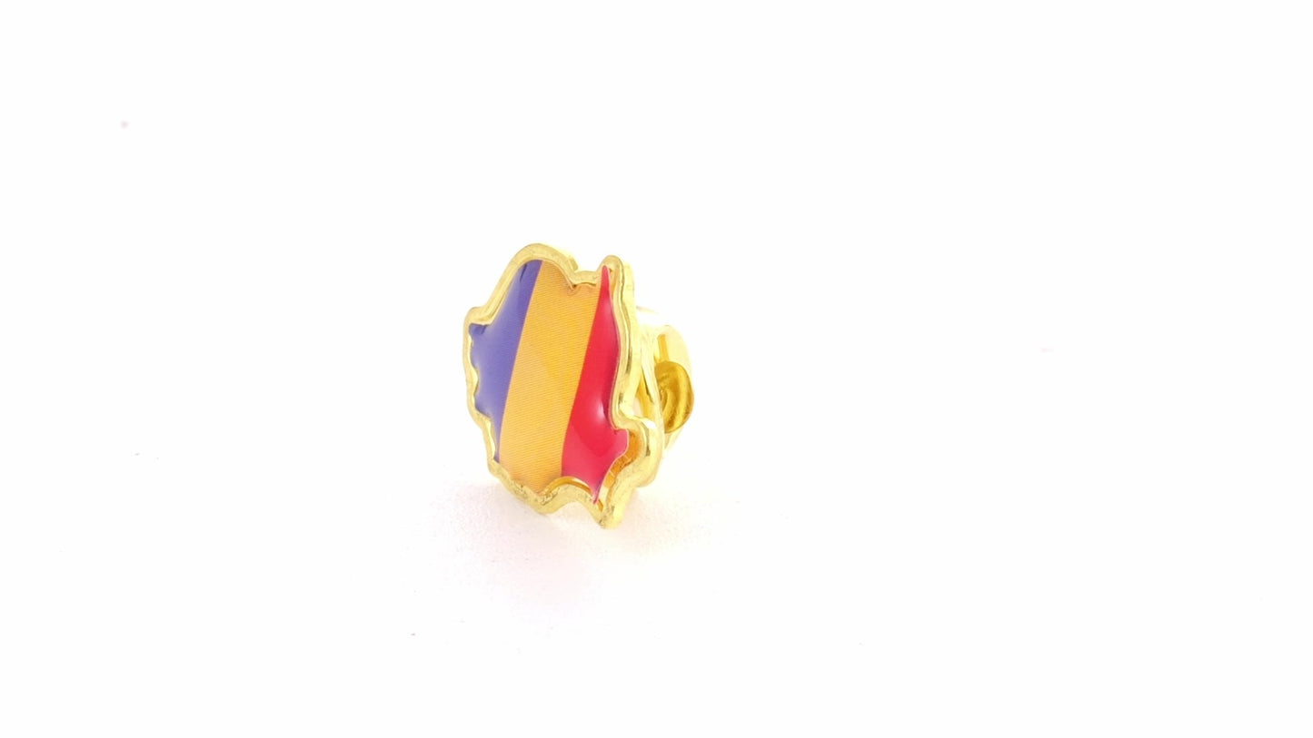 Pin metalic auriu tricolor ROMANIA