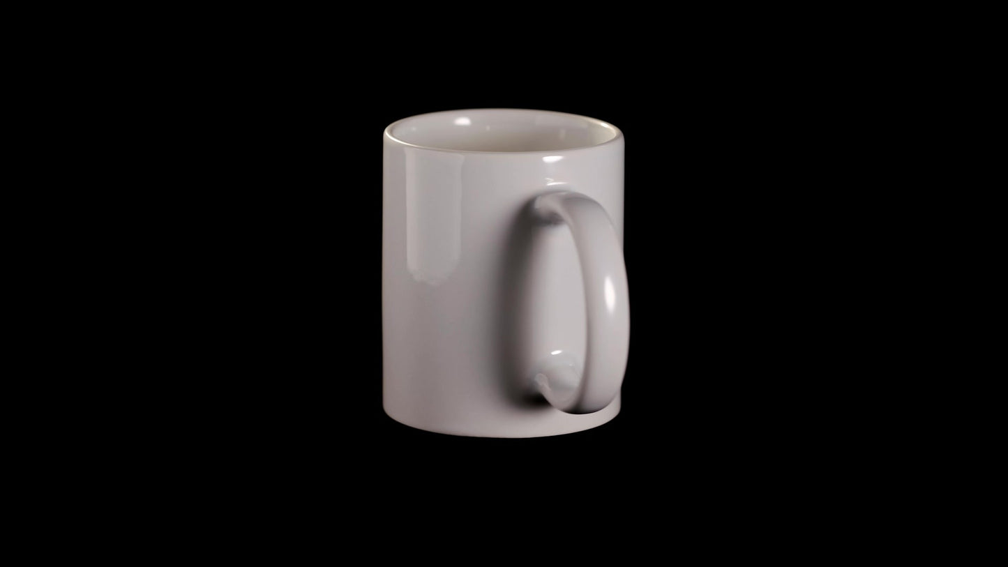 Cana alba maner inima sublimare + cutie individuala